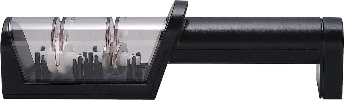 MIYABI Knife Sharpener, Ceramic & Diamond Discs, Matte Black
