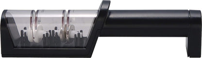 MIYABI Knife Sharpener, Ceramic & Diamond Discs, Matte Black