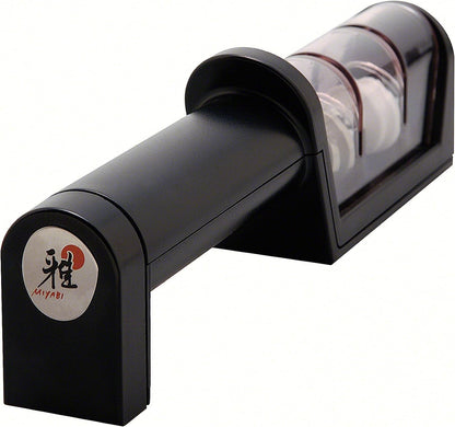 MIYABI Knife Sharpener, Ceramic & Diamond Discs, Matte Black