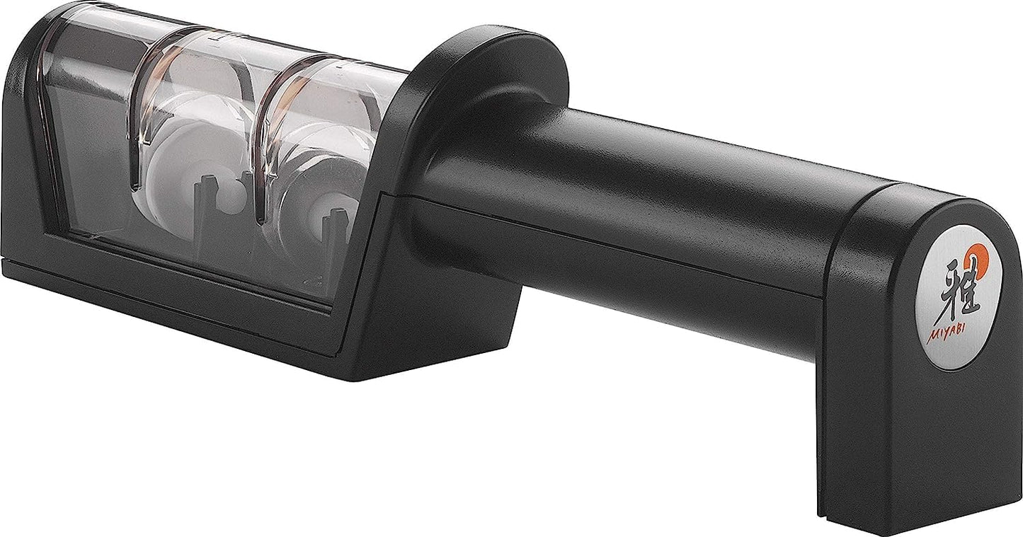 MIYABI Knife Sharpener, Ceramic & Diamond Discs, Matte Black
