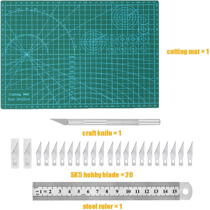 Self Healing Sewing Mat, Exacto Knife Precision Carving Craft Hobby Knife Kit for DIY Art Work Cutting, Hobby, Stencil, Scrapbooking-A4(9"x12")