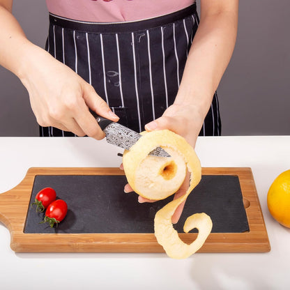 Fruit Knife Carving knives Stainless Steel 3.3 Inch Utility Knife Fruit and Vegetable Cutting Paring Kitchen Knife with Leather Case (B)