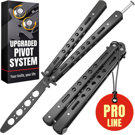 Black Practice Trainer - Black Practice Trainer Tool with Sure Spring Latch - Fake Trainers NOT Real NOT Sharp Blade - Full Stainless Steel Fake Dull Trick CSGO Fidget Toy K10 B