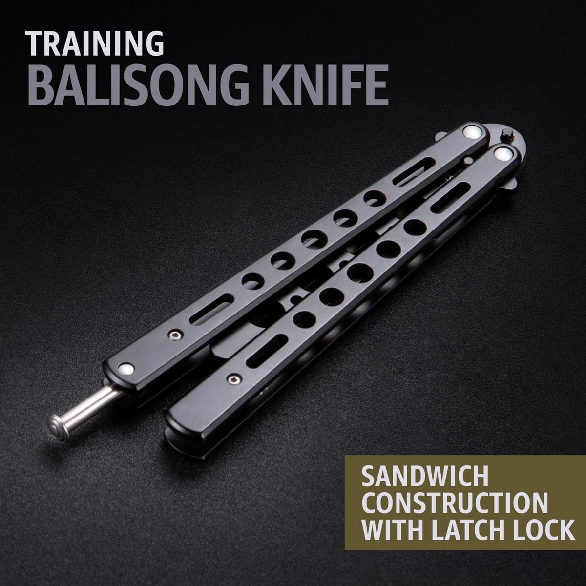 Black Practice Trainer - Black Practice Trainer Tool with Sure Spring Latch - Fake Trainers NOT Real NOT Sharp Blade - Full Stainless Steel Fake Dull Trick CSGO Fidget Toy K10 B