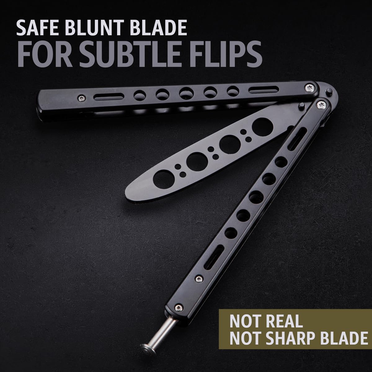 Black Practice Trainer - Black Practice Trainer Tool with Sure Spring Latch - Fake Trainers NOT Real NOT Sharp Blade - Full Stainless Steel Fake Dull Trick CSGO Fidget Toy K10 B