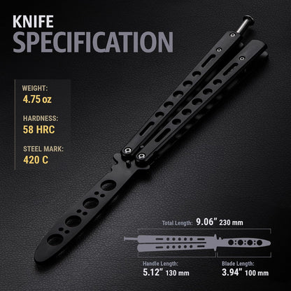 Black Practice Trainer - Black Practice Trainer Tool with Sure Spring Latch - Fake Trainers NOT Real NOT Sharp Blade - Full Stainless Steel Fake Dull Trick CSGO Fidget Toy K10 B
