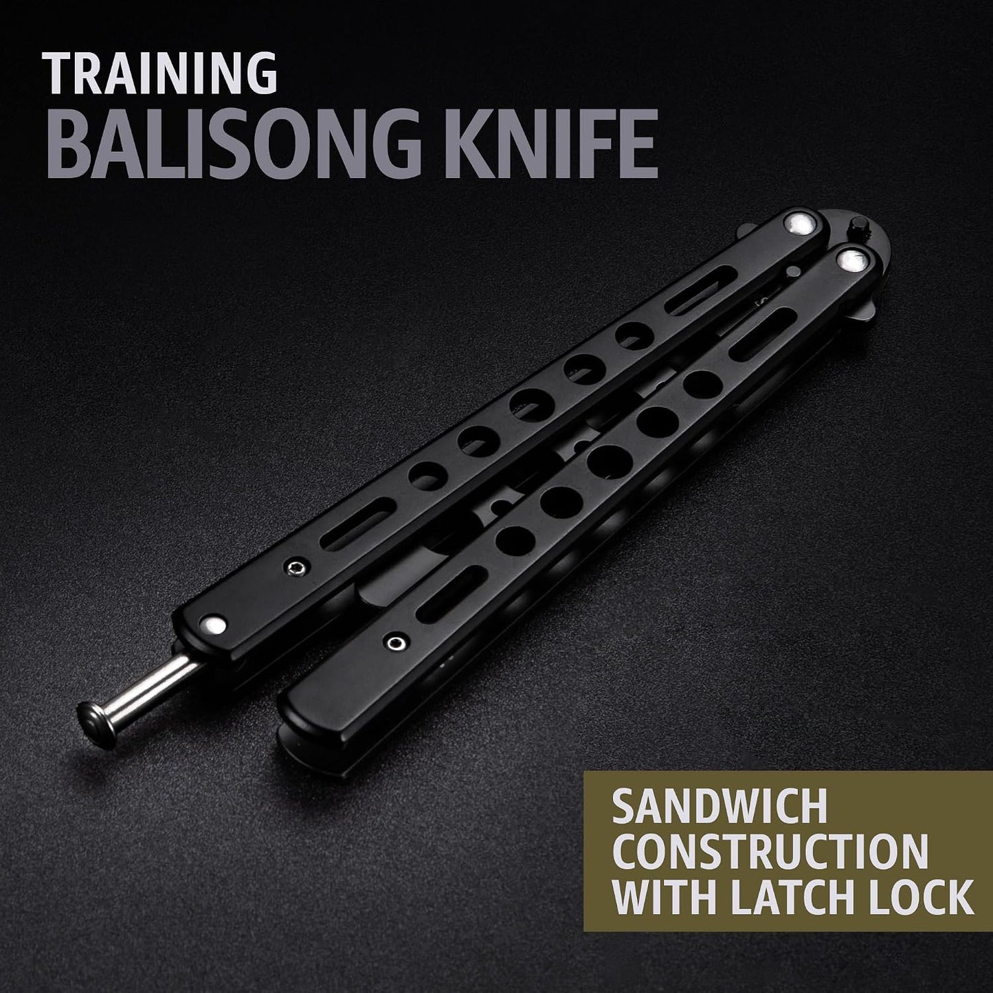 Black Practice Trainer - Black Practice Trainer Tool with Sure Spring Latch - Fake Trainers NOT Real NOT Sharp Blade - Full Stainless Steel Fake Dull Trick CSGO Fidget Toy K10 B