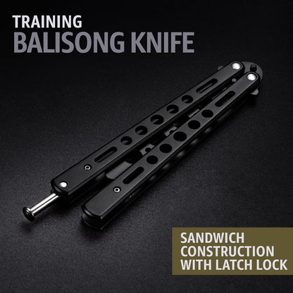 Black Practice Trainer - Black Practice Trainer Tool with Sure Spring Latch - Fake Trainers NOT Real NOT Sharp Blade - Full Stainless Steel Fake Dull Trick CSGO Fidget Toy K10 B