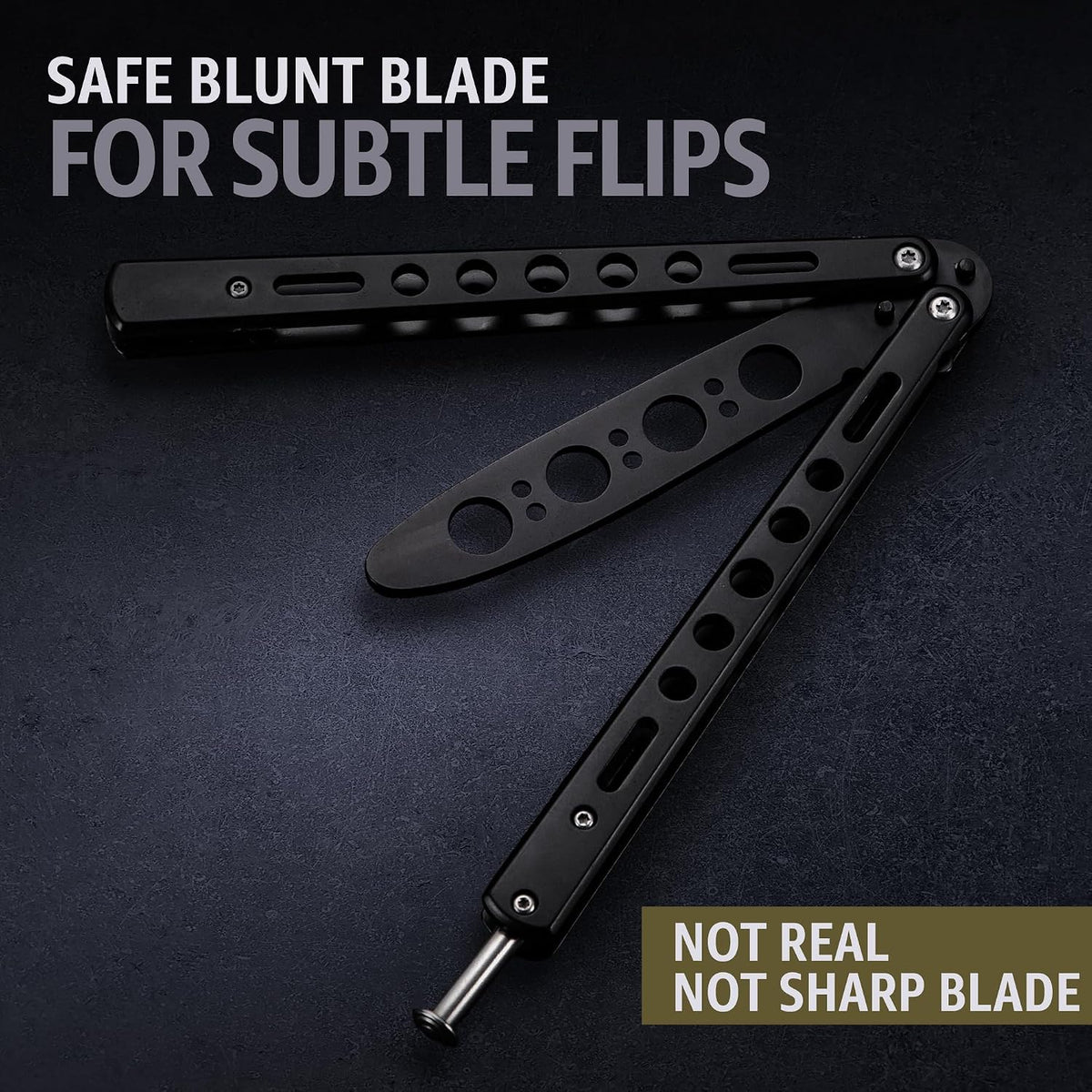 Black Practice Trainer - Black Practice Trainer Tool with Sure Spring Latch - Fake Trainers NOT Real NOT Sharp Blade - Full Stainless Steel Fake Dull Trick CSGO Fidget Toy K10 B