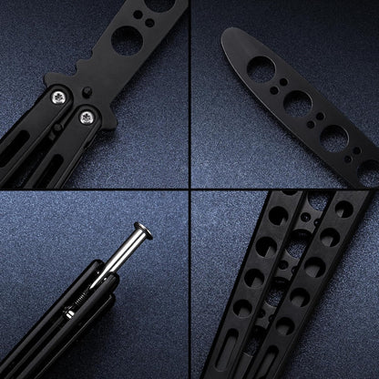 Black Practice Trainer - Black Practice Trainer Tool with Sure Spring Latch - Fake Trainers NOT Real NOT Sharp Blade - Full Stainless Steel Fake Dull Trick CSGO Fidget Toy K10 B