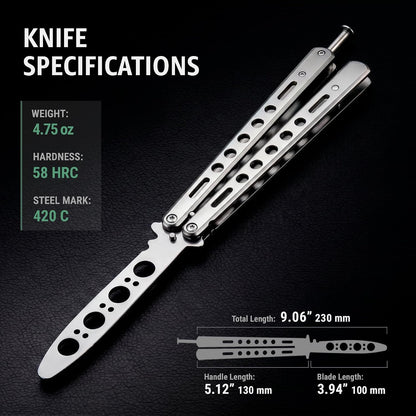 Black Practice Trainer - Black Practice Trainer Tool with Sure Spring Latch - Fake Trainers NOT Real NOT Sharp Blade - Full Stainless Steel Fake Dull Trick CSGO Fidget Toy K10 B