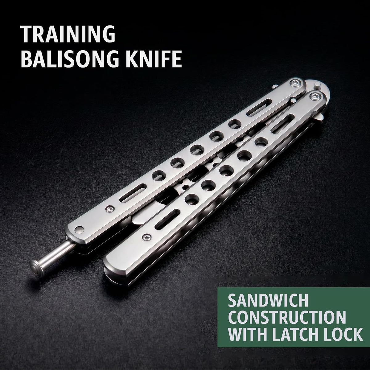 Black Practice Trainer - Black Practice Trainer Tool with Sure Spring Latch - Fake Trainers NOT Real NOT Sharp Blade - Full Stainless Steel Fake Dull Trick CSGO Fidget Toy K10 B