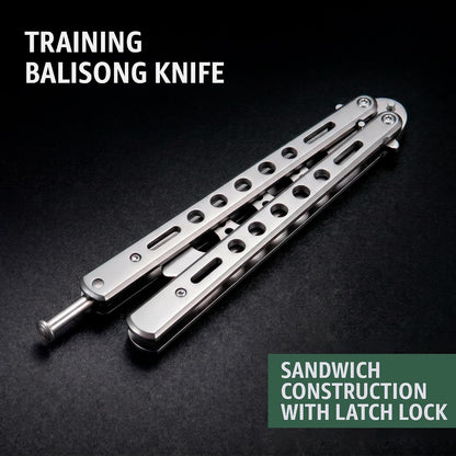 Black Practice Trainer - Black Practice Trainer Tool with Sure Spring Latch - Fake Trainers NOT Real NOT Sharp Blade - Full Stainless Steel Fake Dull Trick CSGO Fidget Toy K10 B