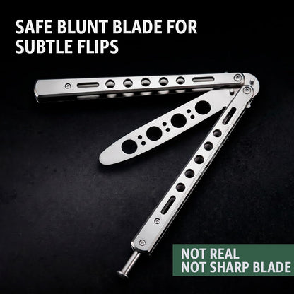 Black Practice Trainer - Black Practice Trainer Tool with Sure Spring Latch - Fake Trainers NOT Real NOT Sharp Blade - Full Stainless Steel Fake Dull Trick CSGO Fidget Toy K10 B