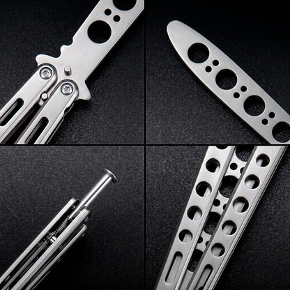 Black Practice Trainer - Black Practice Trainer Tool with Sure Spring Latch - Fake Trainers NOT Real NOT Sharp Blade - Full Stainless Steel Fake Dull Trick CSGO Fidget Toy K10 B