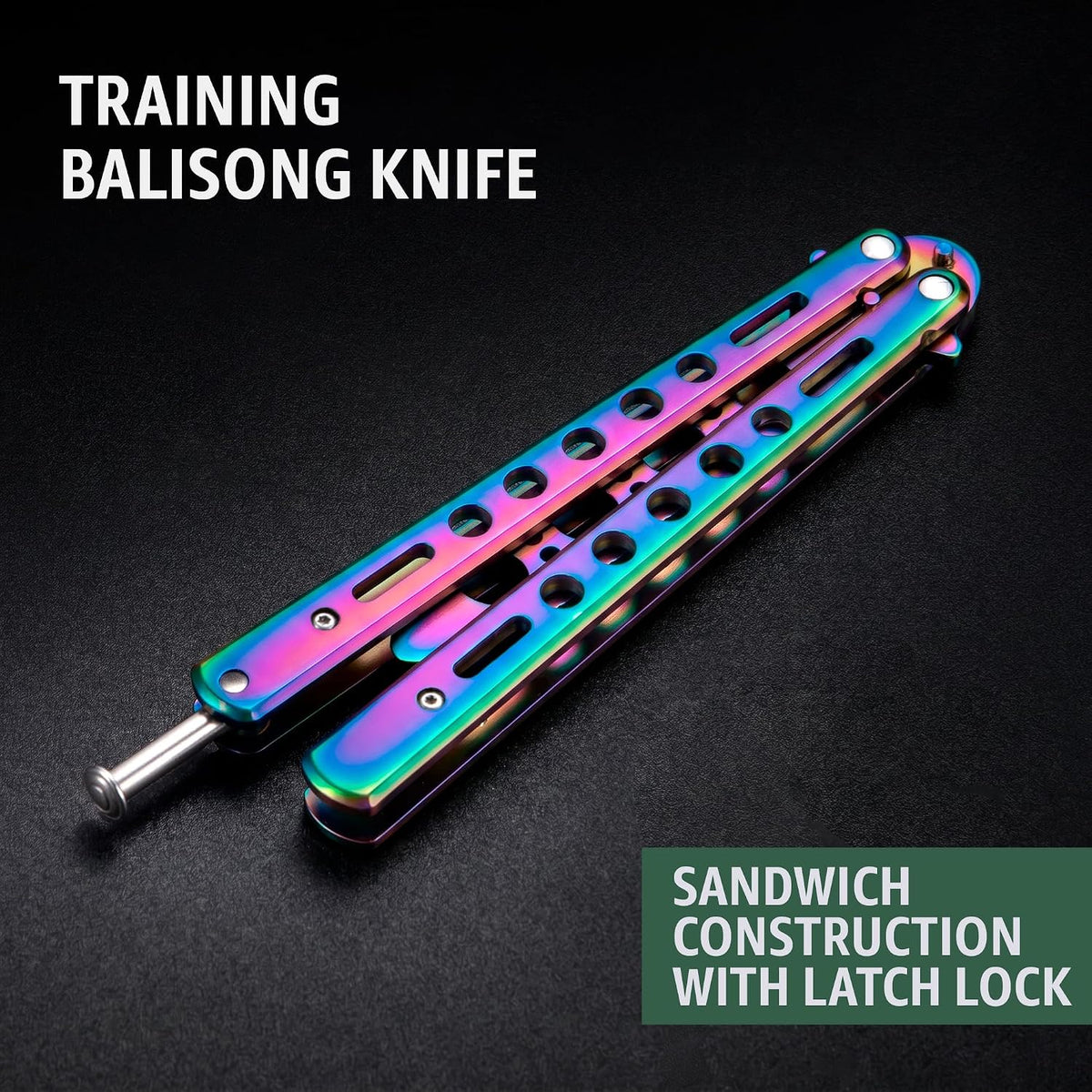Black Practice Trainer - Black Practice Trainer Tool with Sure Spring Latch - Fake Trainers NOT Real NOT Sharp Blade - Full Stainless Steel Fake Dull Trick CSGO Fidget Toy K10 B