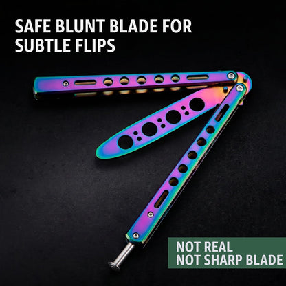 Black Practice Trainer - Black Practice Trainer Tool with Sure Spring Latch - Fake Trainers NOT Real NOT Sharp Blade - Full Stainless Steel Fake Dull Trick CSGO Fidget Toy K10 B