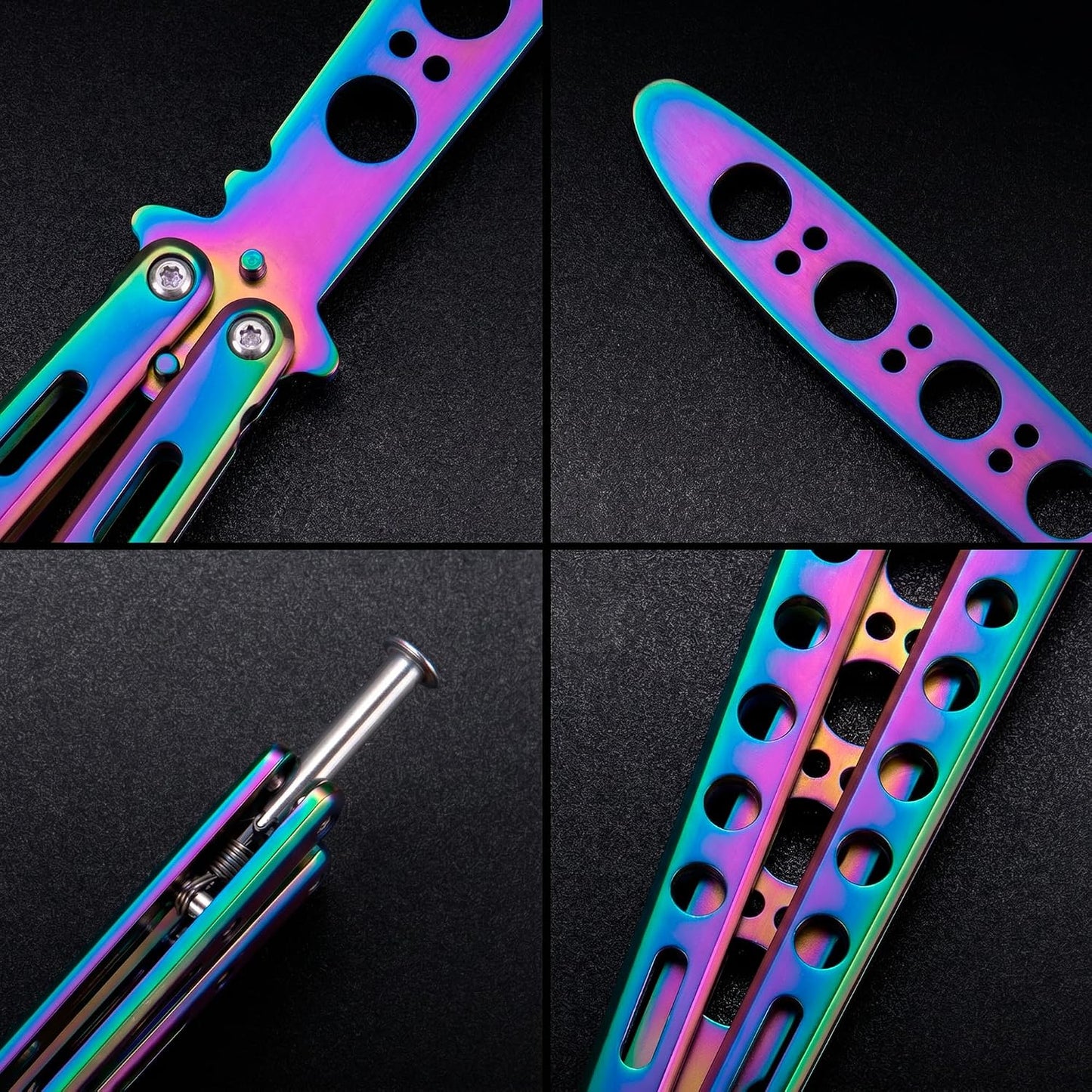 Black Practice Trainer - Black Practice Trainer Tool with Sure Spring Latch - Fake Trainers NOT Real NOT Sharp Blade - Full Stainless Steel Fake Dull Trick CSGO Fidget Toy K10 B
