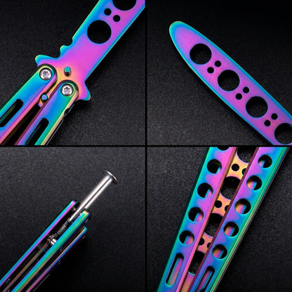 Black Practice Trainer - Black Practice Trainer Tool with Sure Spring Latch - Fake Trainers NOT Real NOT Sharp Blade - Full Stainless Steel Fake Dull Trick CSGO Fidget Toy K10 B