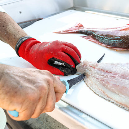 Smith's DARCIZZLE Curved Flex Fillet Knife - 400 Series Stainless Steel Blade - Non-Slip Soft Grip Handle - Sheath - Curved Blade - Deboning & Game Processing - Fishing