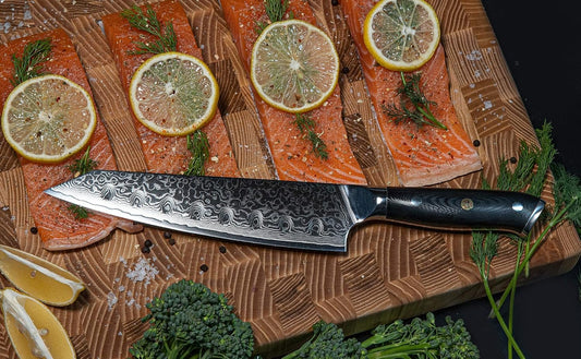 Kiritsuke Chef's Knife 8 Inch Damascus Japanese VG10 Super Steel 67 Layer High Carbon Stainless Steel