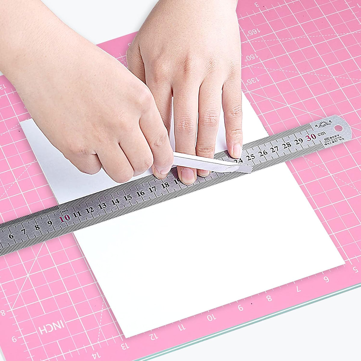 Self Healing Cutting Mat 18 inchx12 inch Non-Slip PVC Double Sided 5-Ply A3 Art Craft Rotating Mat,Sewing Crafts Hobby Fabric Precision Scrapbooking Project(Pink/Purple)