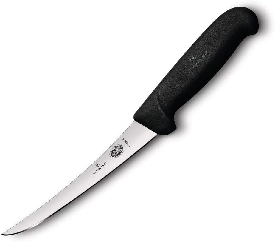Fibrox 6-In Curved Boning & Fillet Knife, Flexible Steel Blade | Ergonomic non-slip handle for meat and poultry, Swiss made precision tool, NSF approved professional grade kitchen cutlery