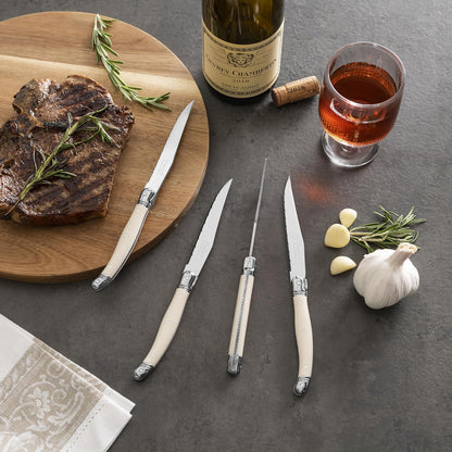 Connoisseur 4-Piece Pearl White Steak Knife Set