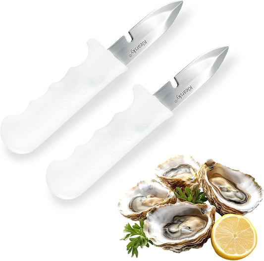 2 Pcs Oyster Knife, 2026 New Model Oyster Shucker, Premium Oyster Opener with Comfortable Non-slip Grip, Durable Solid Blade for All Kinds of Shells