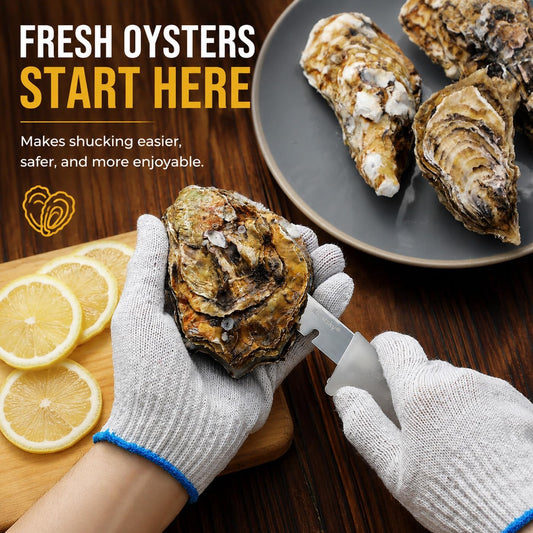 2 Pcs Oyster Knife, 2026 New Model Oyster Shucker, Premium Oyster Opener with Comfortable Non-slip Grip, Durable Solid Blade for All Kinds of Shells