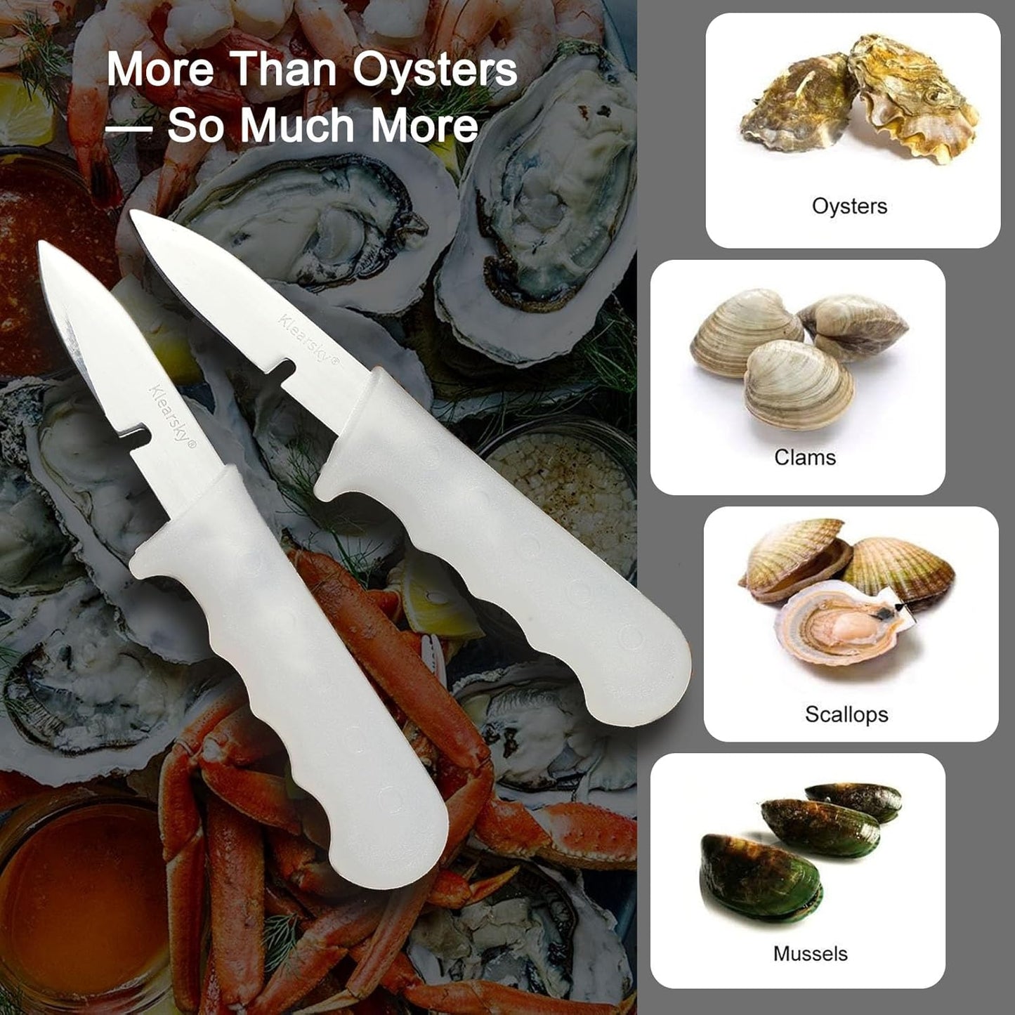 2 Pcs Oyster Knife, 2026 New Model Oyster Shucker, Premium Oyster Opener with Comfortable Non-slip Grip, Durable Solid Blade for All Kinds of Shells