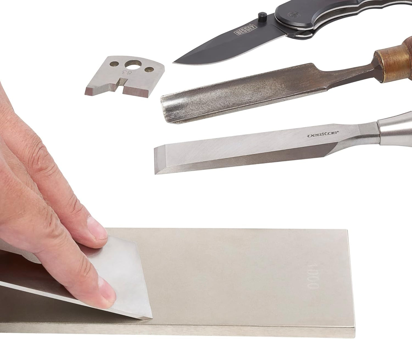Trend New Diamond Sharpening Stone Kit, 8 x 3 Inch Double Sided (300/1000 Grit) Bench Stone with Pouch, Cleaning Block & Non-Slip Mat, DWS/CP8/FC/A