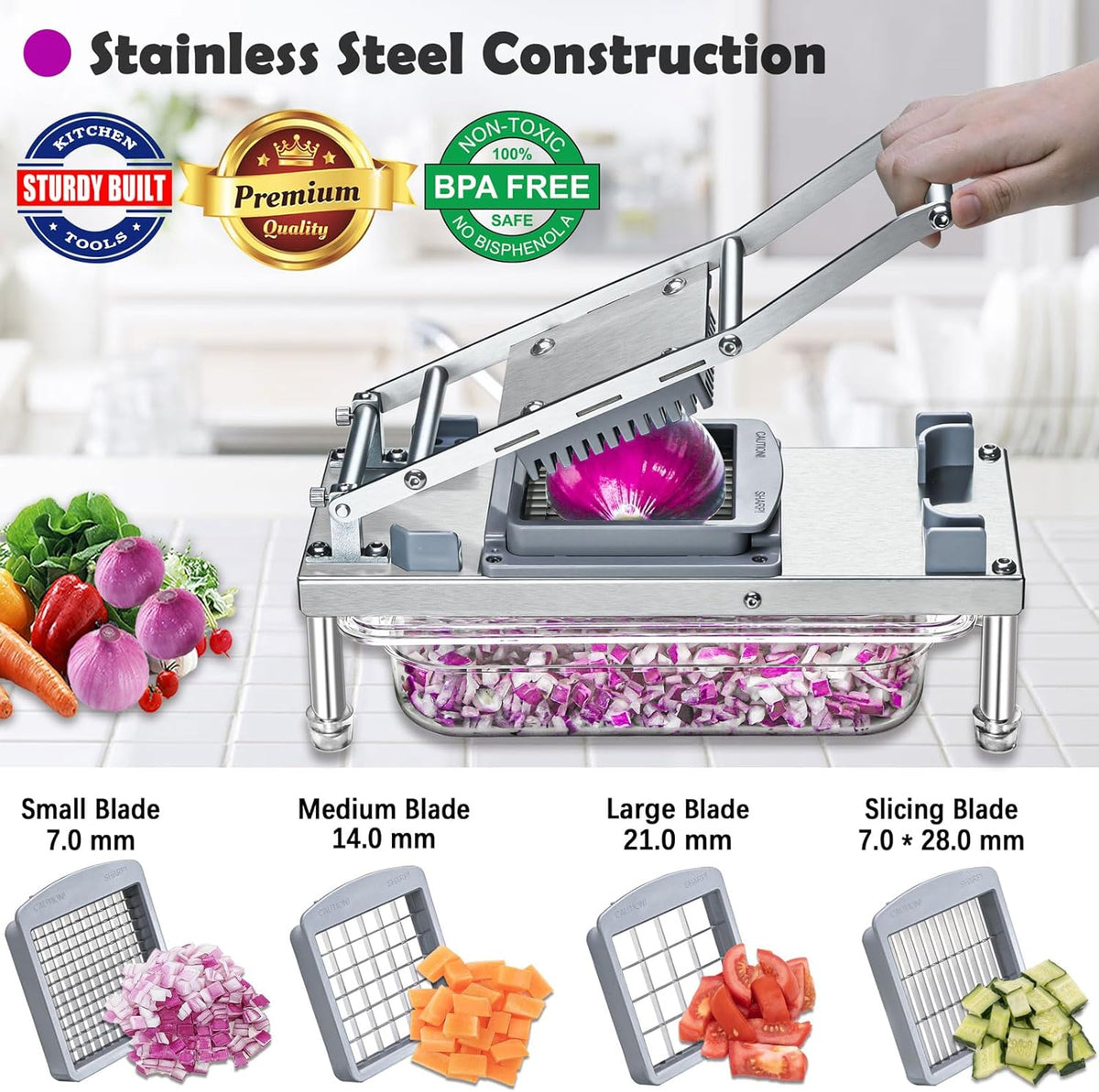 Vegetable Chopper Veggie Cutter Onion Food Potato Tomato Dicer With Blade