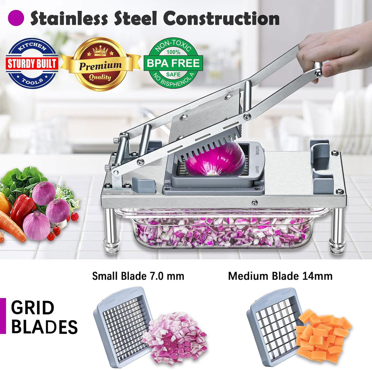 Vegetable Chopper Veggie Cutter Onion Food Potato Tomato Dicer With Blade