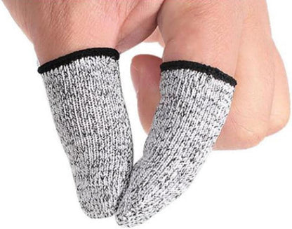 Cut Resistant Finger Sleeve Protectors 3 Pairs Thumb Finger Cots with High Abrasion Resistance, Reusable Fingertip Covers for Kitchen Work and Sculpture Tasks, Gray