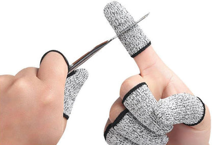 Cut Resistant Finger Sleeve Protectors 3 Pairs Thumb Finger Cots with High Abrasion Resistance, Reusable Fingertip Covers for Kitchen Work and Sculpture Tasks, Gray