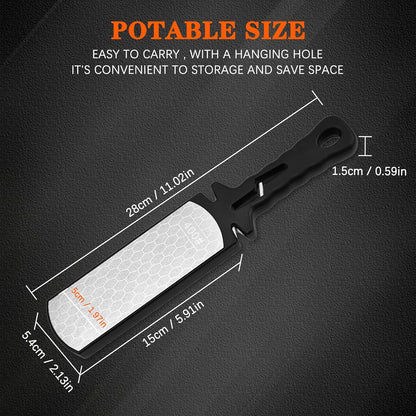 Diamond Sharpening Stone,400/1000 Grit Handheld Double-Sided Diamond Sharpener 5 in 1 Honeycomb Surface Knife Sharpener Plate Whetstone with Ceramic & Tungsten Steel Scissor Slot for Kitchen Outdoor