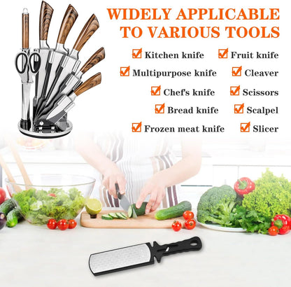 Diamond Sharpening Stone,400/1000 Grit Handheld Double-Sided Diamond Sharpener 5 in 1 Honeycomb Surface Knife Sharpener Plate Whetstone with Ceramic & Tungsten Steel Scissor Slot for Kitchen Outdoor