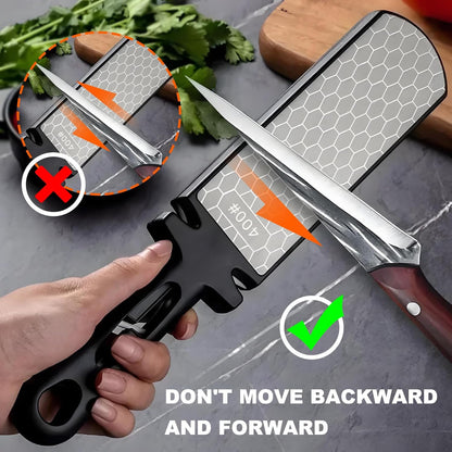 Diamond Sharpening Stone,400/1000 Grit Handheld Double-Sided Diamond Sharpener 5 in 1 Honeycomb Surface Knife Sharpener Plate Whetstone with Ceramic & Tungsten Steel Scissor Slot for Kitchen Outdoor