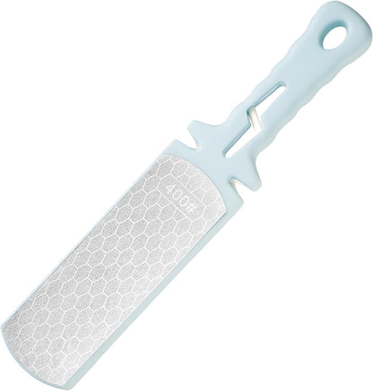 Diamond Sharpening Stone,400/1000 Grit Handheld Double-Sided Diamond Sharpener 5 in 1 Honeycomb Surface Knife Sharpener Plate Whetstone with Ceramic & Tungsten Steel Scissor Slot for Kitchen Outdoor