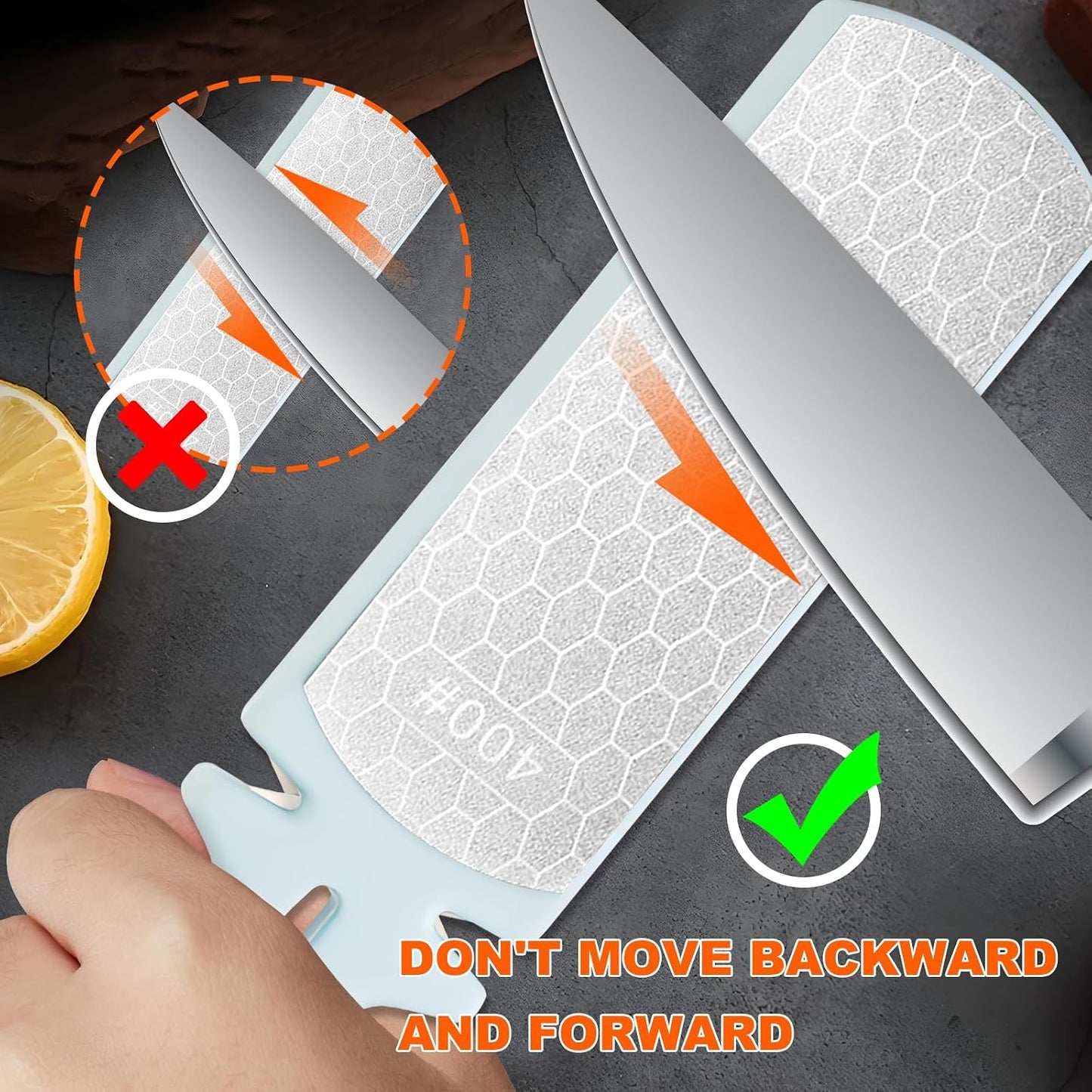 Diamond Sharpening Stone,400/1000 Grit Handheld Double-Sided Diamond Sharpener 5 in 1 Honeycomb Surface Knife Sharpener Plate Whetstone with Ceramic & Tungsten Steel Scissor Slot for Kitchen Outdoor