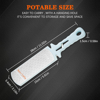 Diamond Sharpening Stone,400/1000 Grit Handheld Double-Sided Diamond Sharpener 5 in 1 Honeycomb Surface Knife Sharpener Plate Whetstone with Ceramic & Tungsten Steel Scissor Slot for Kitchen Outdoor