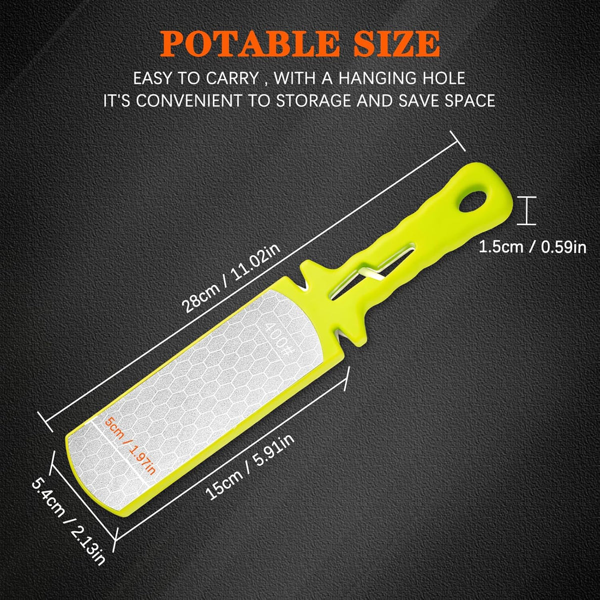 Diamond Sharpening Stone,400/1000 Grit Handheld Double-Sided Diamond Sharpener 5 in 1 Honeycomb Surface Knife Sharpener Plate Whetstone with Ceramic & Tungsten Steel Scissor Slot for Kitchen Outdoor