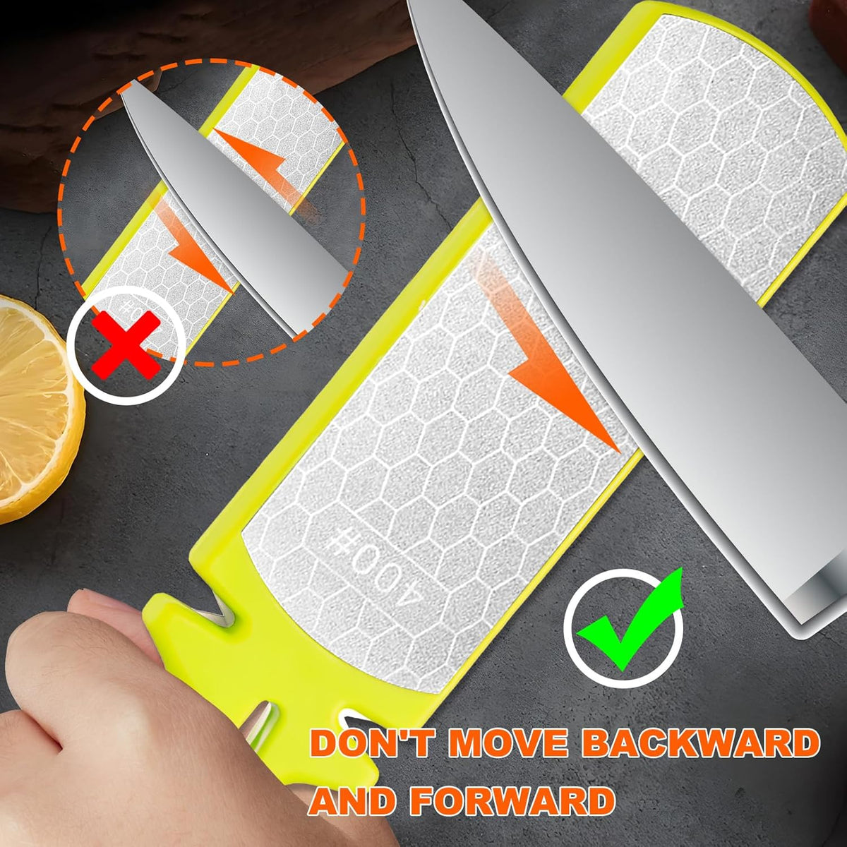 Diamond Sharpening Stone,400/1000 Grit Handheld Double-Sided Diamond Sharpener 5 in 1 Honeycomb Surface Knife Sharpener Plate Whetstone with Ceramic & Tungsten Steel Scissor Slot for Kitchen Outdoor
