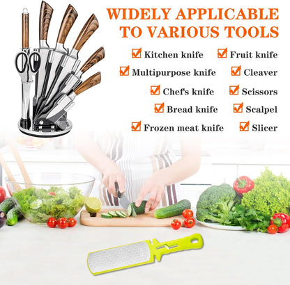 Diamond Sharpening Stone,400/1000 Grit Handheld Double-Sided Diamond Sharpener 5 in 1 Honeycomb Surface Knife Sharpener Plate Whetstone with Ceramic & Tungsten Steel Scissor Slot for Kitchen Outdoor