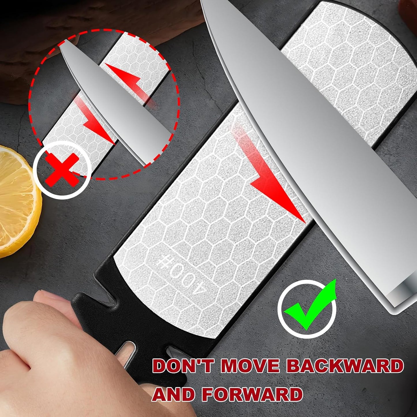 Diamond Sharpening Stone,400/1000 Grit Handheld Double-Sided Diamond Sharpener 5 in 1 Honeycomb Surface Knife Sharpener Plate Whetstone with Ceramic & Tungsten Steel Scissor Slot for Kitchen Outdoor