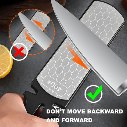 Diamond Sharpening Stone,400/1000 Grit Handheld Double-Sided Diamond Sharpener 5 in 1 Honeycomb Surface Knife Sharpener Plate Whetstone with Ceramic & Tungsten Steel Scissor Slot for Kitchen Outdoor