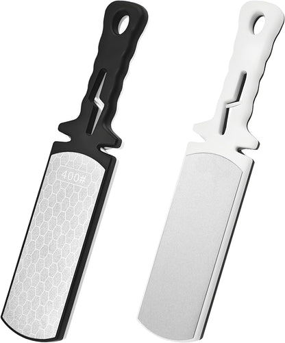 Diamond Sharpening Stone,400/1000 Grit Handheld Double-Sided Diamond Sharpener 5 in 1 Honeycomb Surface Knife Sharpener Plate Whetstone with Ceramic & Tungsten Steel Scissor Slot for Kitchen Outdoor