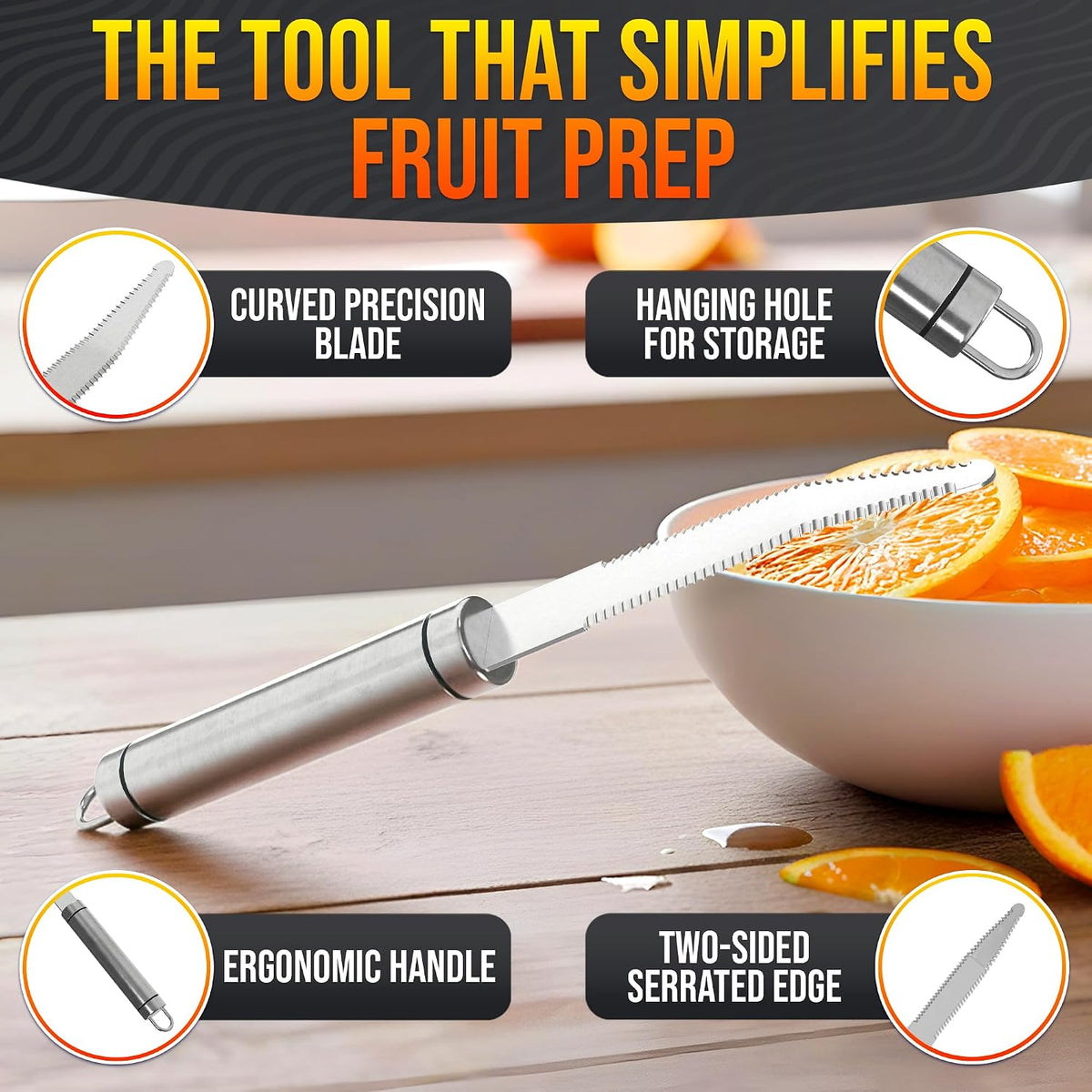 Grapefruit Knife Curved Serrated Double Blade for Citrus Sectioning