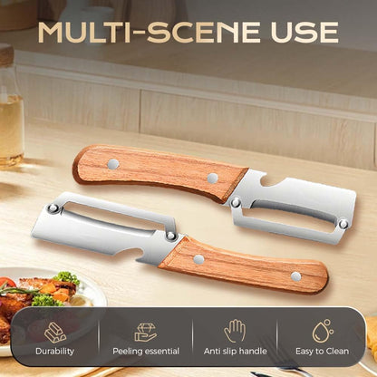 Multi-Functional Stainless Steel Thickened Fruit Peeler Knife for Kitchen, Ultra-Sharp Blade with Wooden Handle and Bottle Opener, For Vegetables or Fruits that Need to Be Peeled (1pcs)